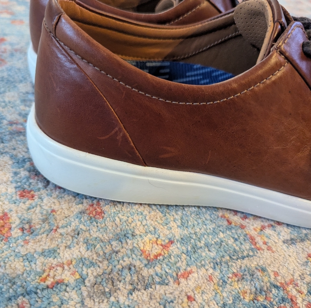 Ecco Soft 7 Brown Leather Shoes Men's 46 US 12-12.5 Casual LaceUp Diff Insoles - Picture 2 of 13